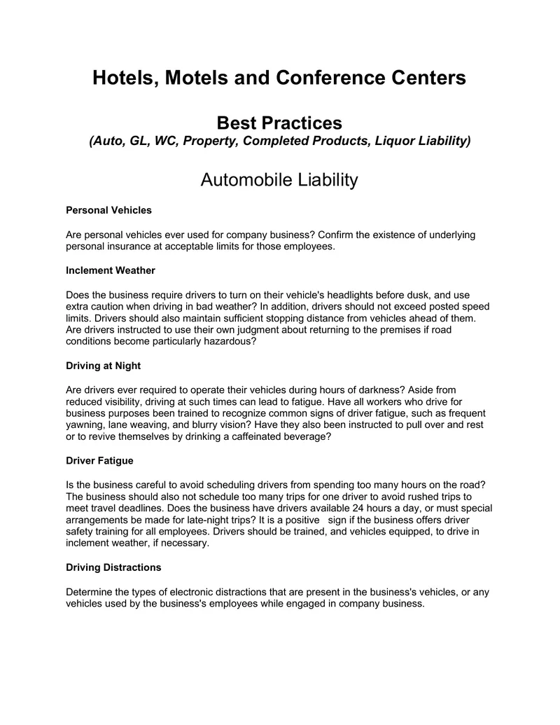 Best Practices for Hotels and Conference Centers