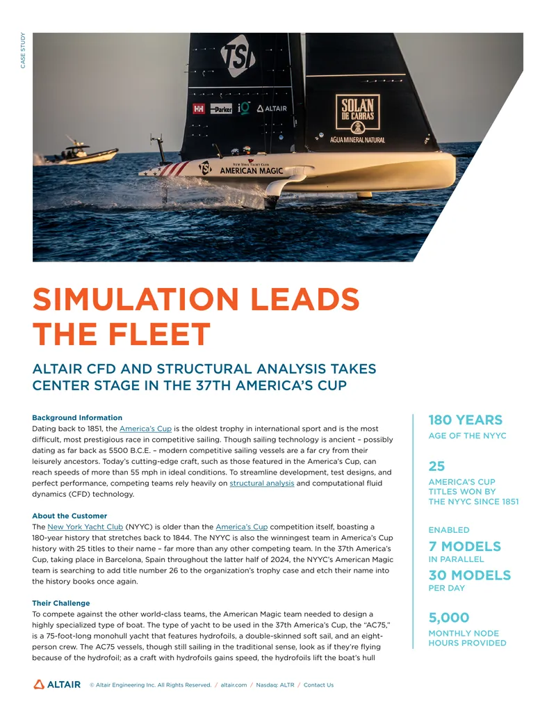 Altair CFD and Structural Analysis in America's Cup