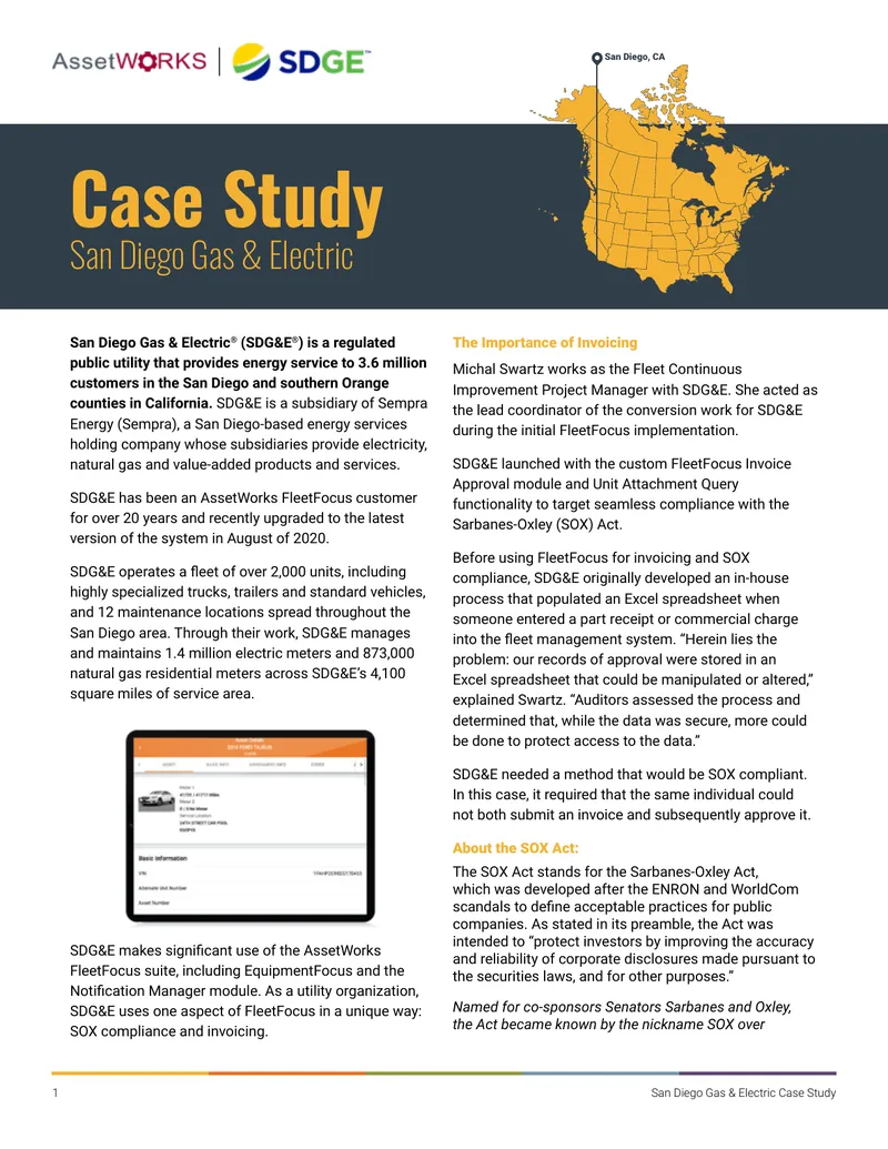 San Diego Gas & Electric Fleet Management Case Study