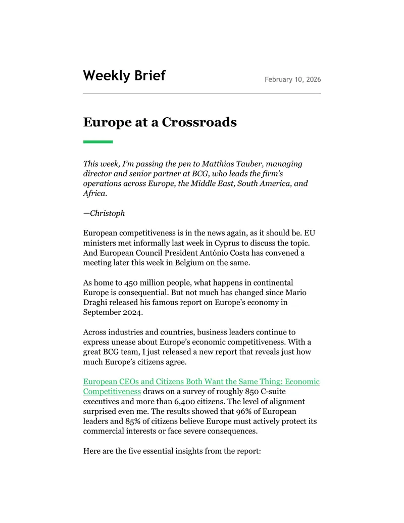 European Economic Competitiveness Survey Findings