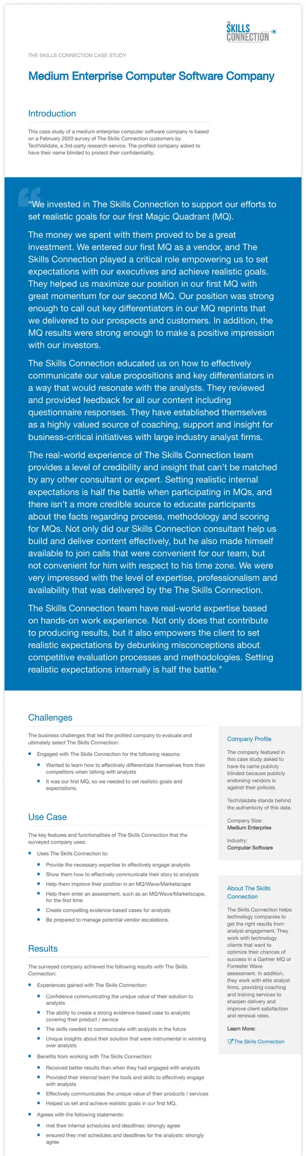 The Skills Connection Case Study