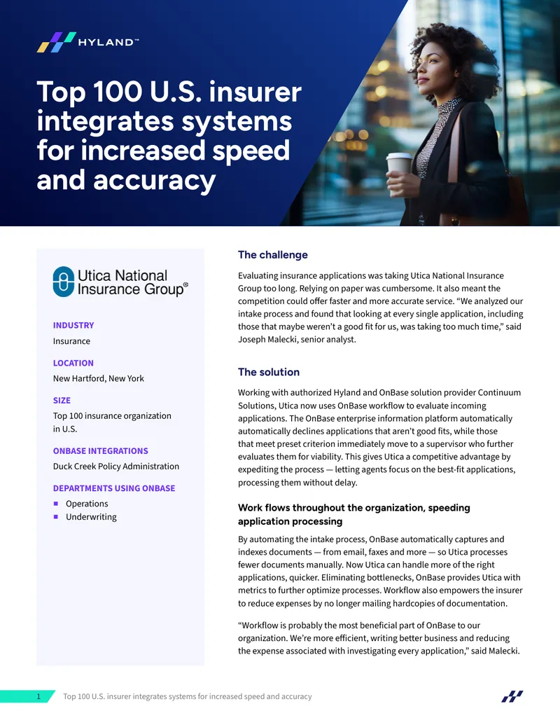 Utica National Insurance Group OnBase Integration Case Study