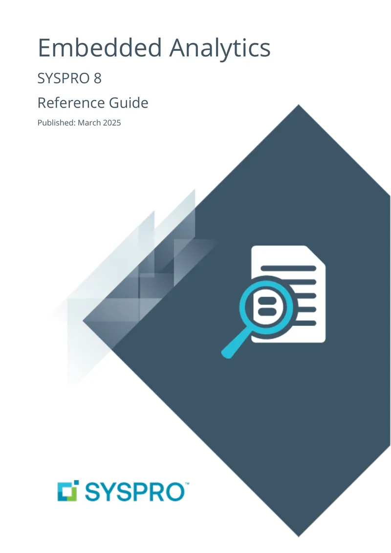 SYSPRO Embedded Analytics Reference Guide