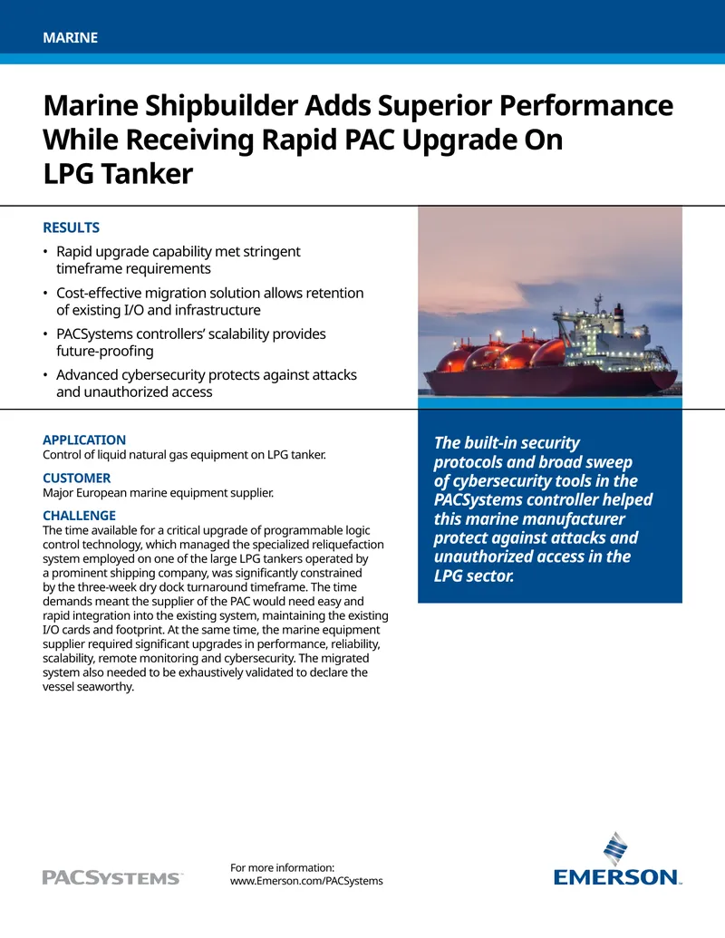PACSystems Upgrade for LPG Tanker Control