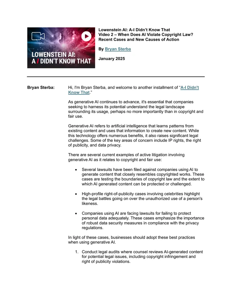 Legal Considerations for Generative AI Usage