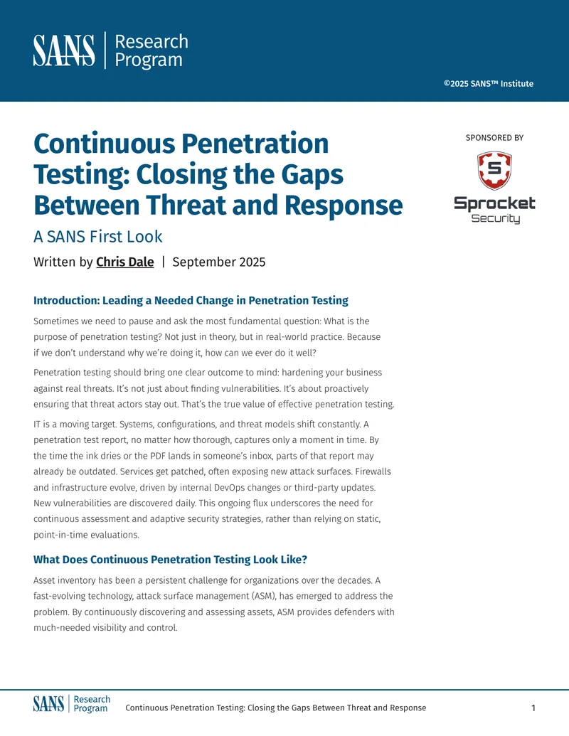 Continuous Penetration Testing and Threat Response