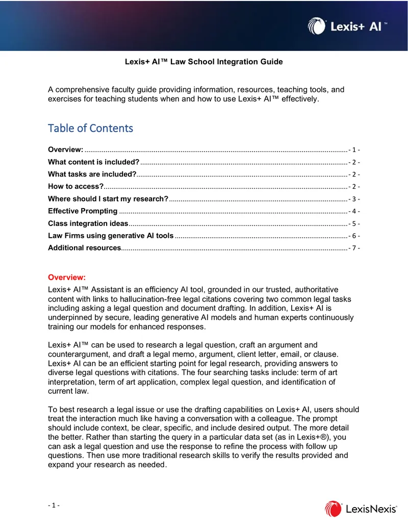 Lexis+ AI Law School Integration Guide