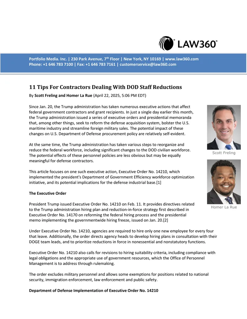 Tips for Contractors Managing DOD Workforce Changes