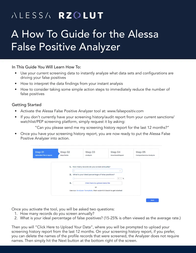 Guide to Using the Alessa False Positive Analyzer