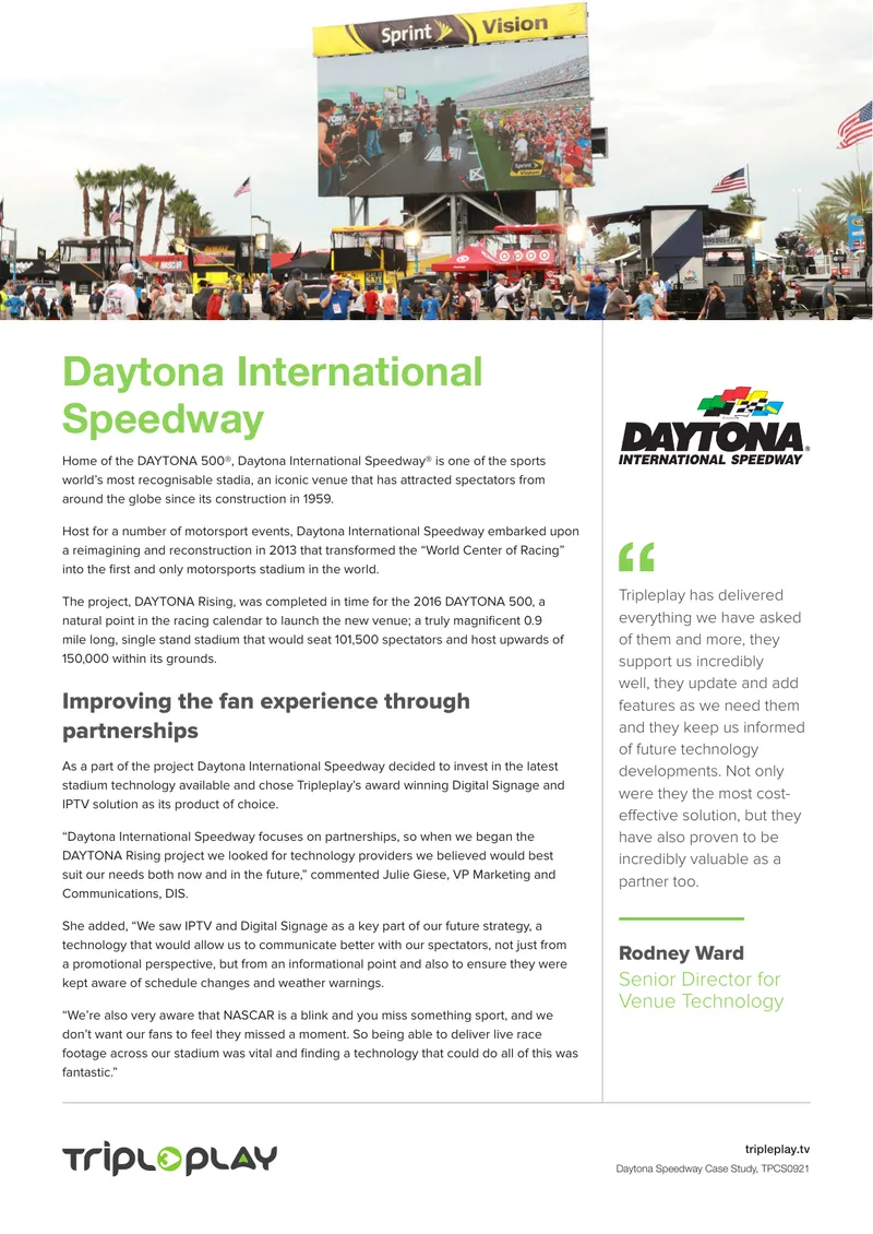 Daytona International Speedway Technology Implementation Case Study
