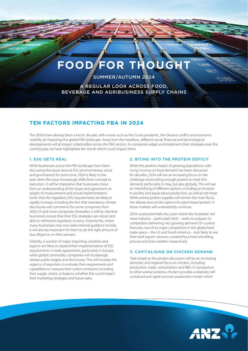 Factors Impacting Food, Beverage and Agribusiness in 2024