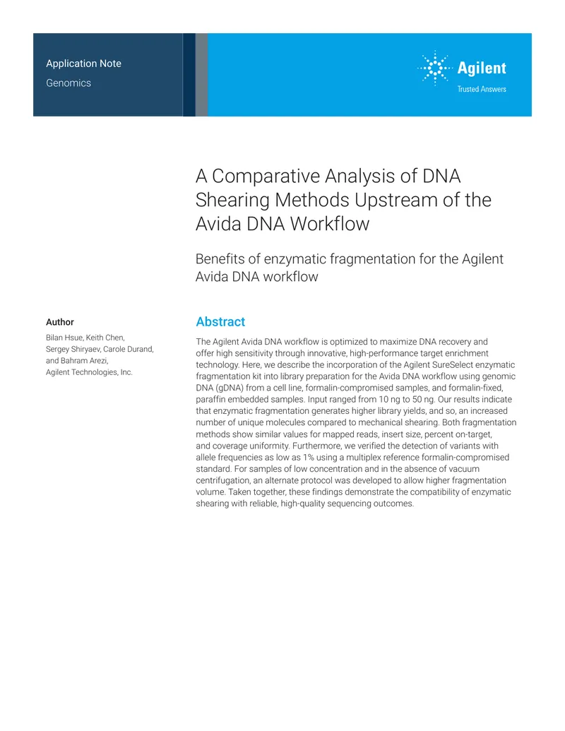 Comparative Analysis of DNA Shearing Methods