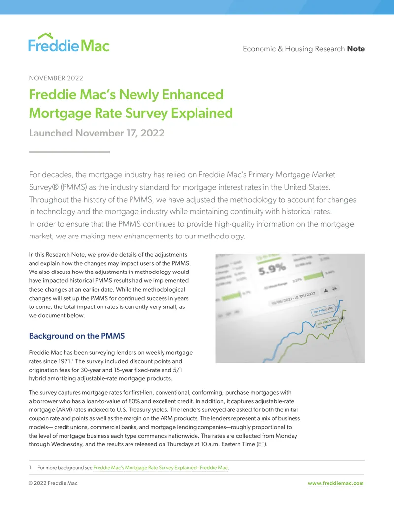 Enhancements to Freddie Mac's Mortgage Rate Survey Methodology