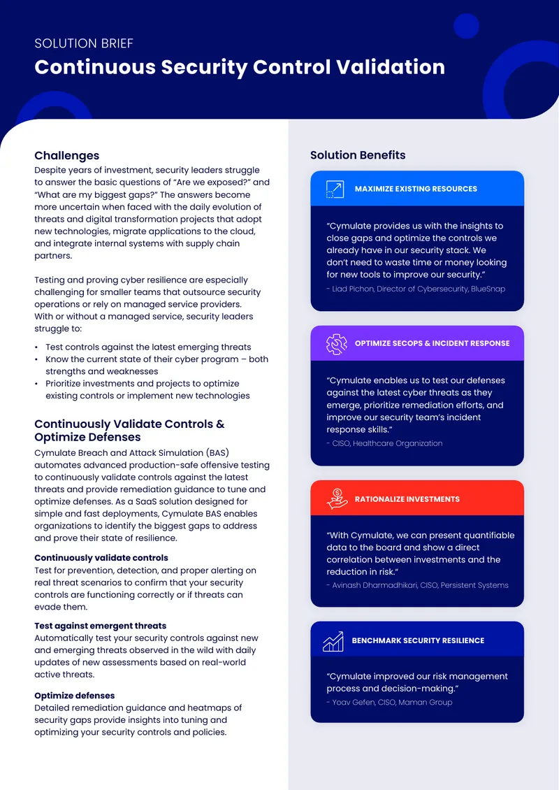 Cymulate Breach and Attack Simulation Solution Brief