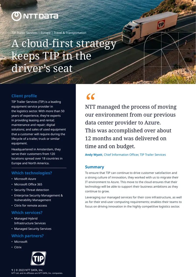 Cloud Migration Strategy for TIP Trailer Services