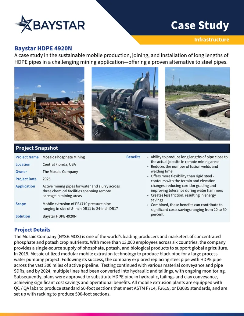 Baystar HDPE 4920N Case Study in Mining Application