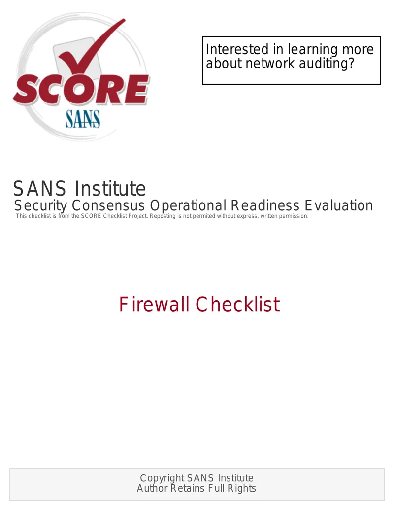 Firewall Audit Checklist and Best Practices