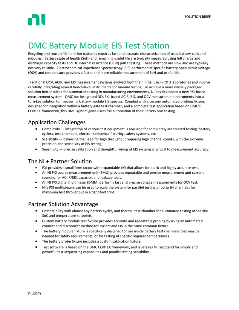 DMC Battery Module EIS Test Station Overview