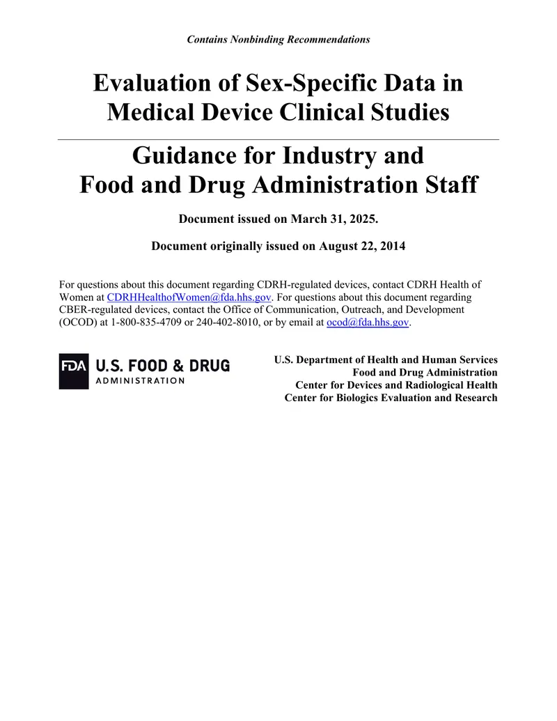 Evaluation of Sex-Specific Data in Medical Device Clinical Studies