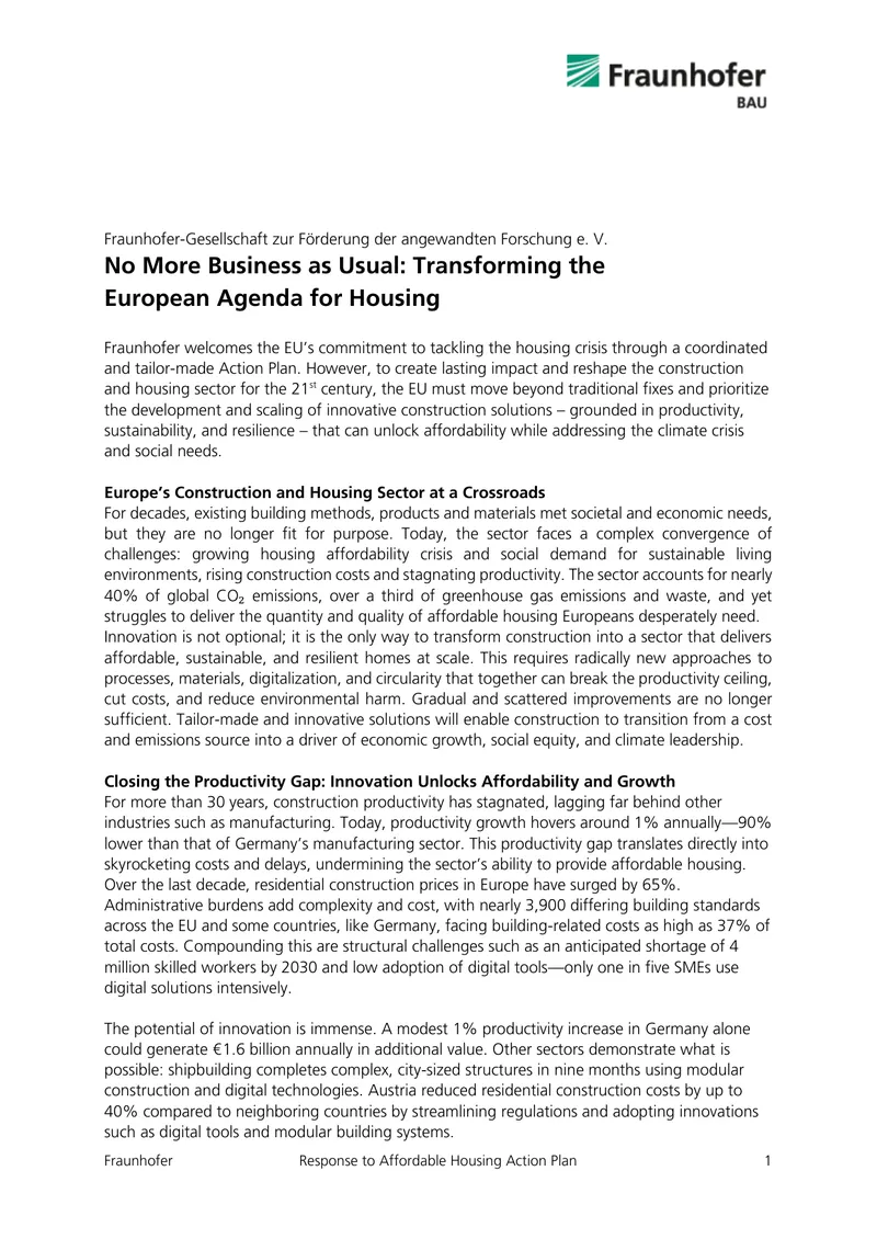 Transforming the European Agenda for Housing