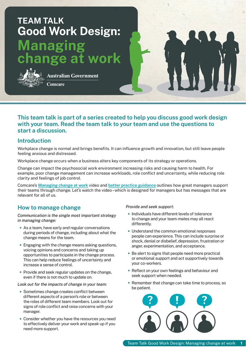 Good Work Design Managing Change at Work