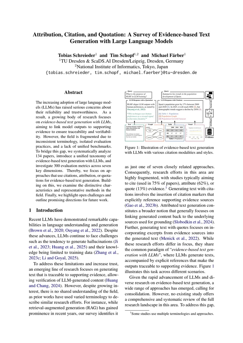 Survey of Evidence-based Text Generation with LLMs