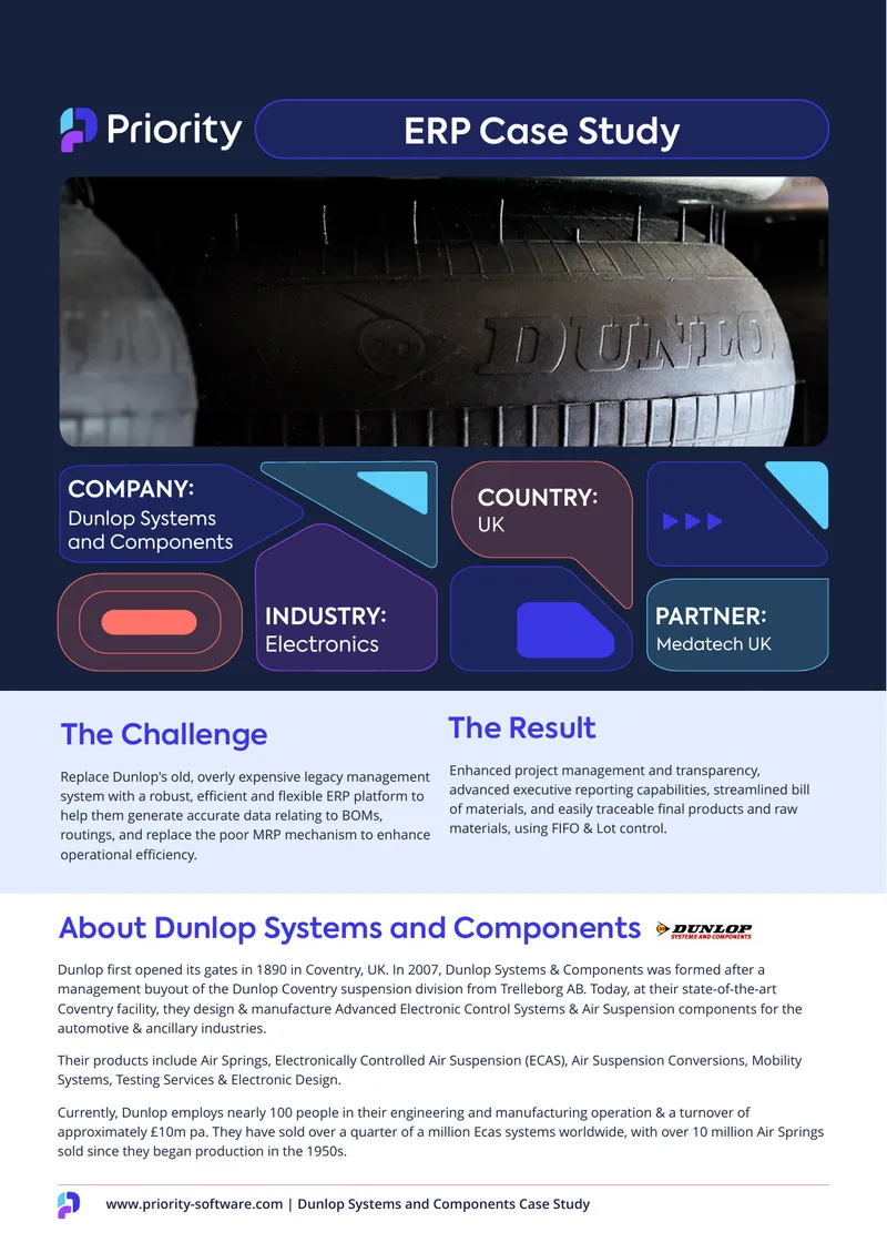 Dunlop Systems ERP Implementation Case Study