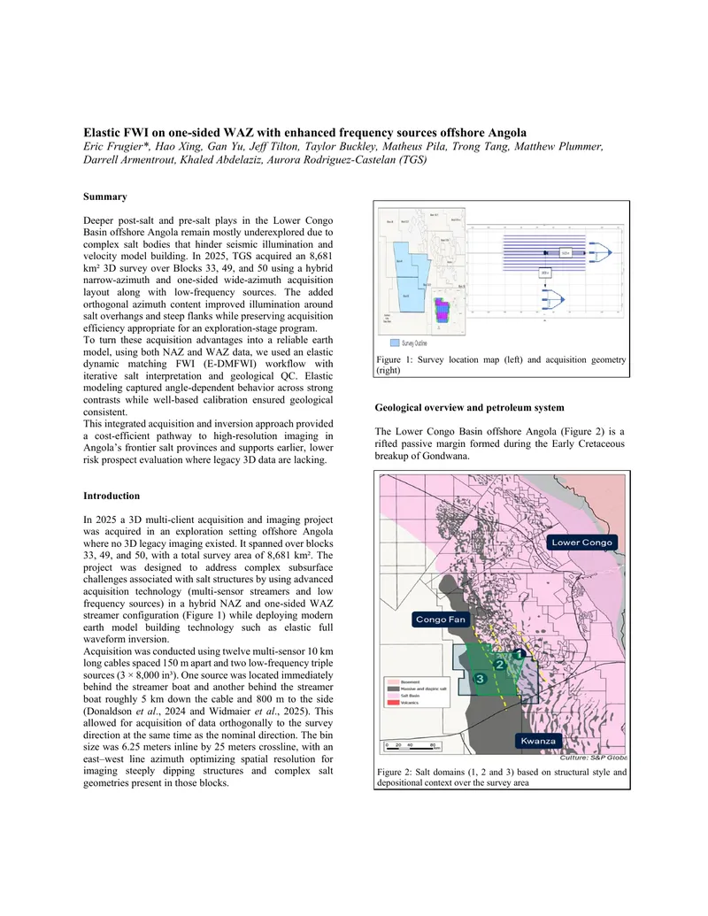 Elastic Full Waveform Inversion in Angola