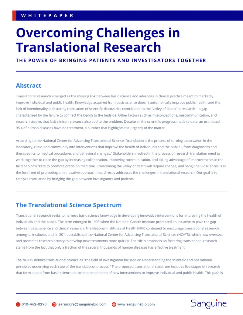 Challenges in Translational Research and Solutions
