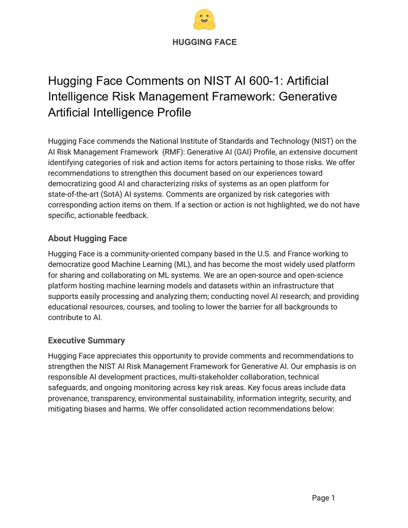 Comments on NIST AI Risk Management Framework