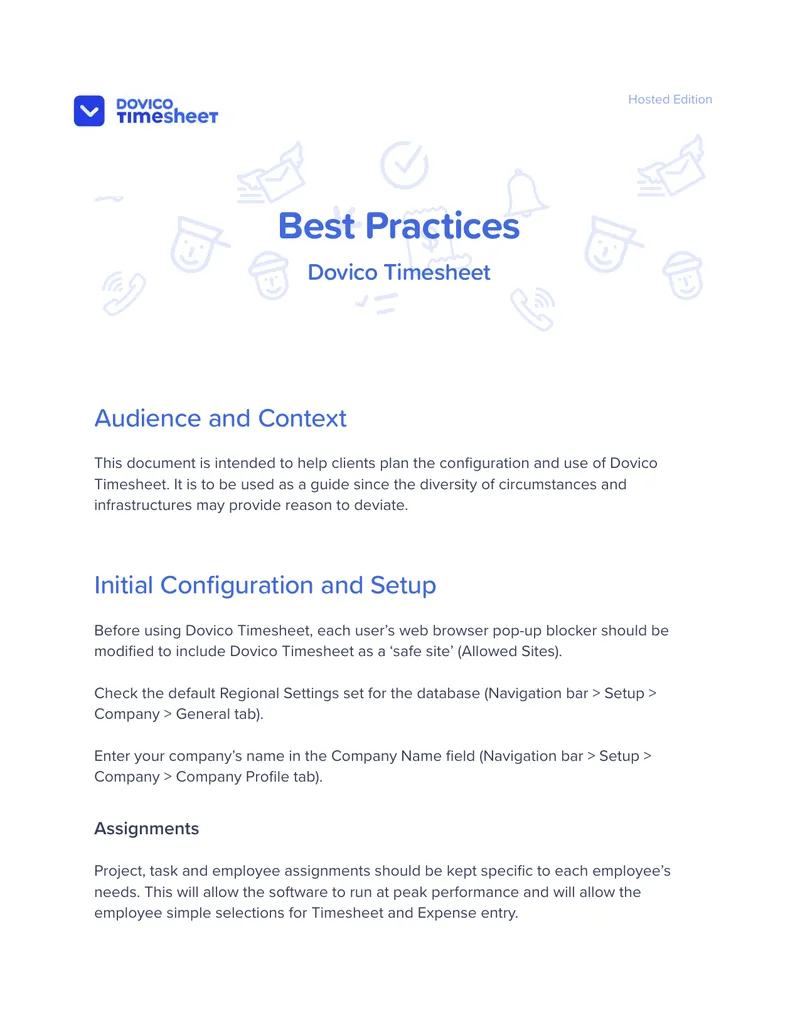 Dovico Timesheet Configuration Best Practices