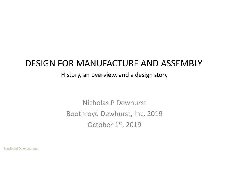 Design for Manufacture and Assembly Analysis