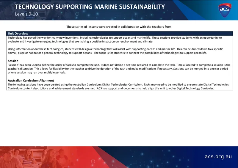 Technology Supporting Marine Sustainability Lessons