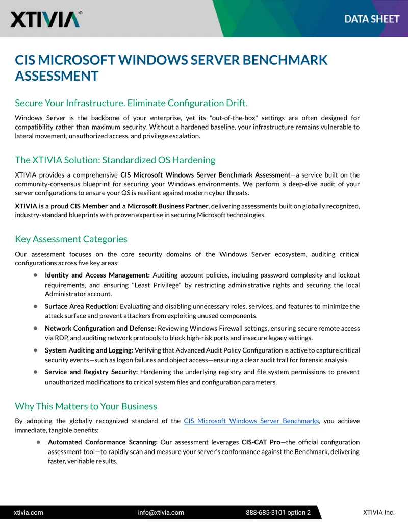 CIS Microsoft Windows Server Benchmark Assessment