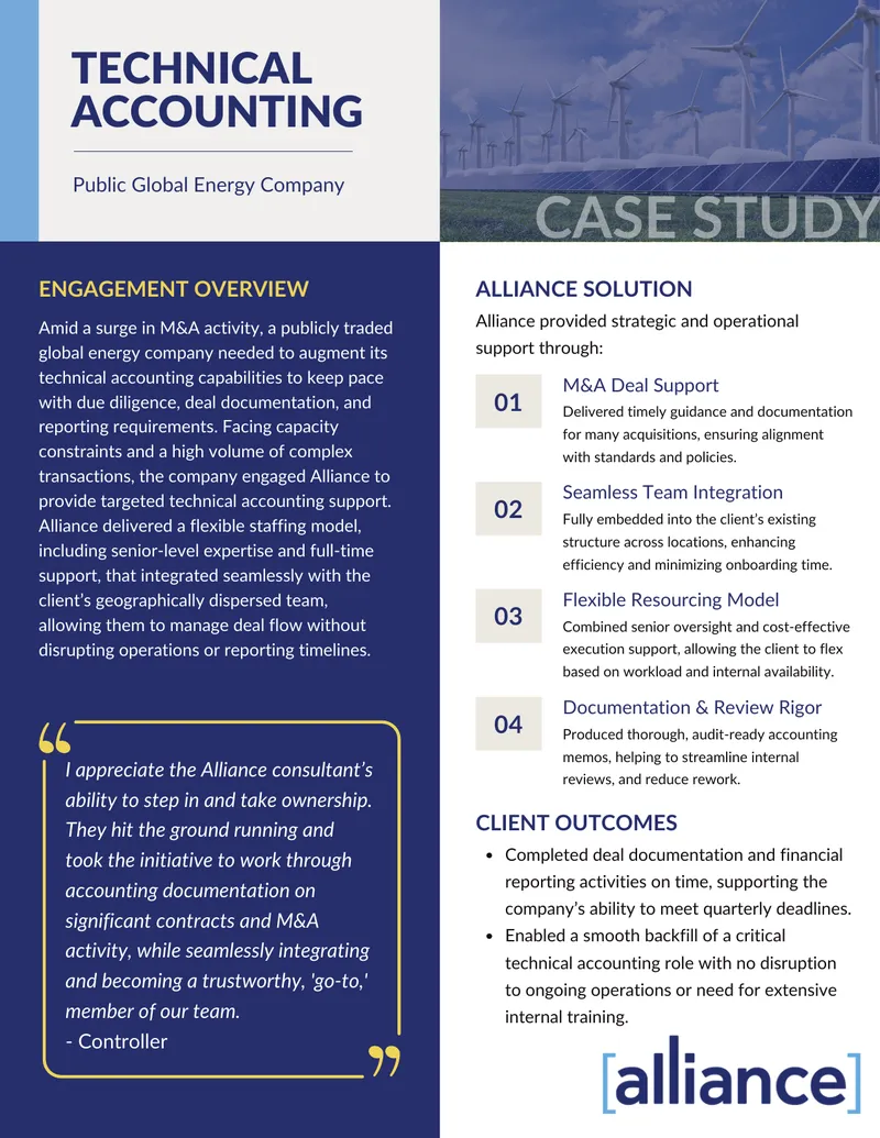 Technical Accounting Support Case Study