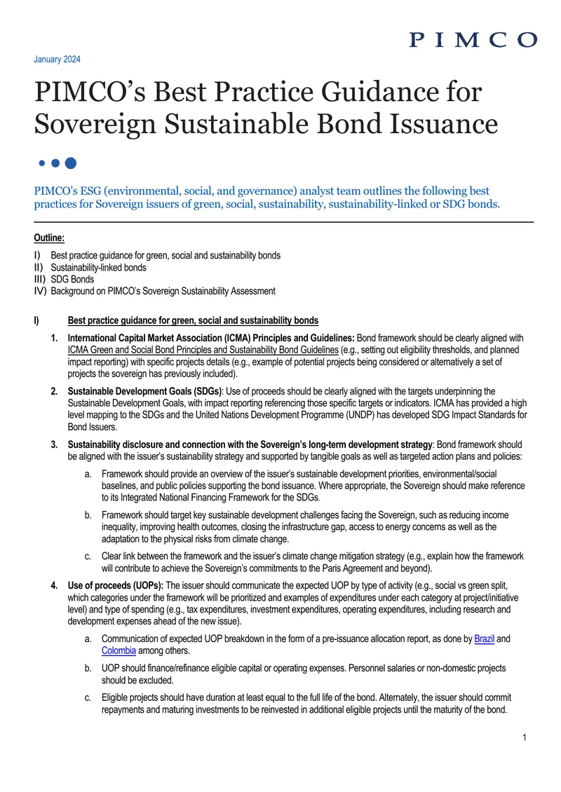 Best Practice Guidance for Sovereign Sustainable Bond Issuance