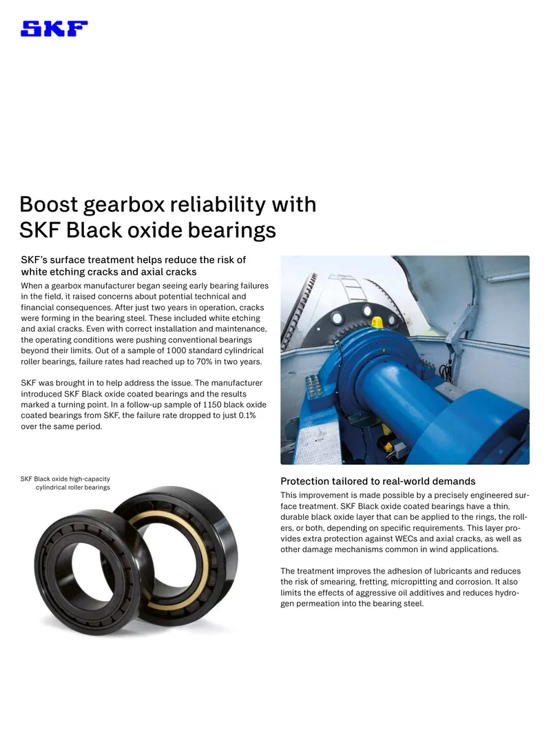SKF Black Oxide Bearings for Gearbox Reliability