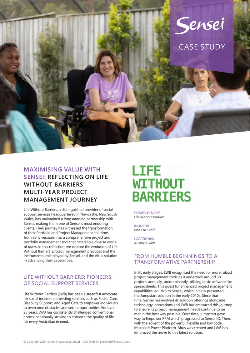Life Without Barriers Project Management Case Study