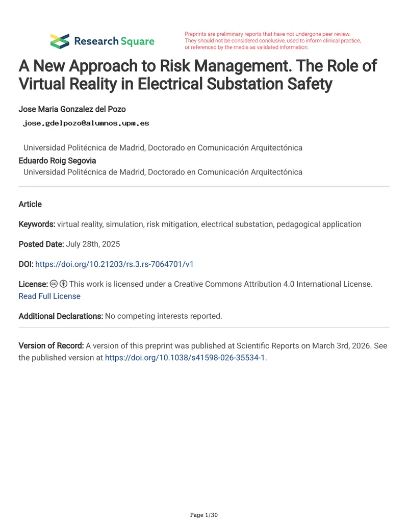 Virtual Reality Applications in Electrical Substation Training
