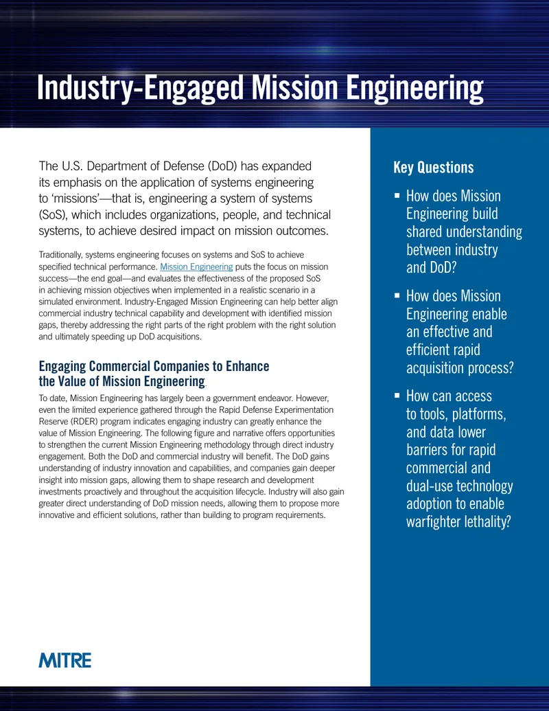 Industry-Engaged Mission Engineering Framework