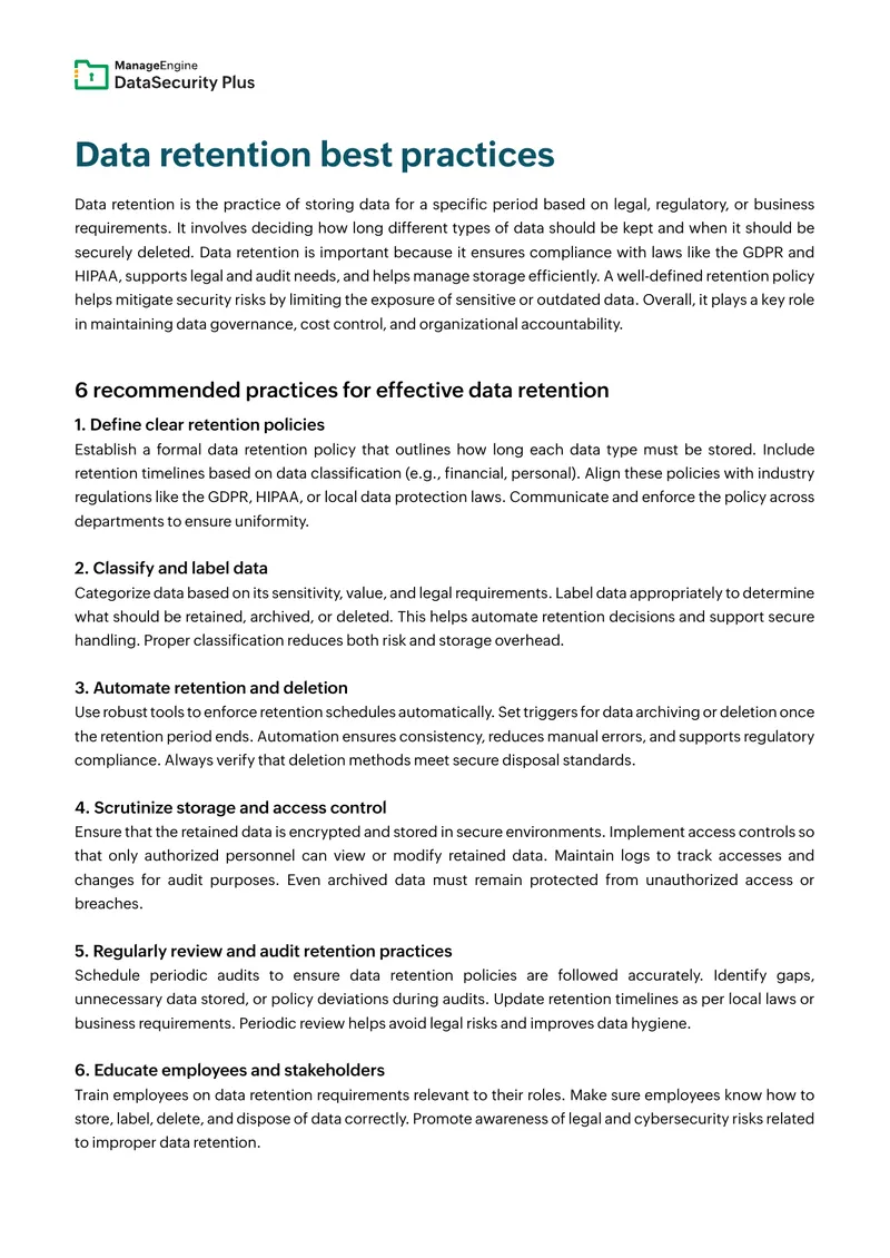 Data Retention Best Practices Guide