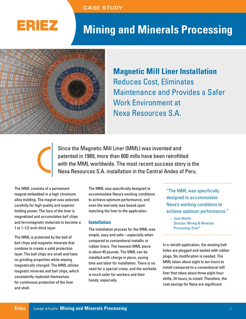 Magnetic Mill Liner Installation Case Study