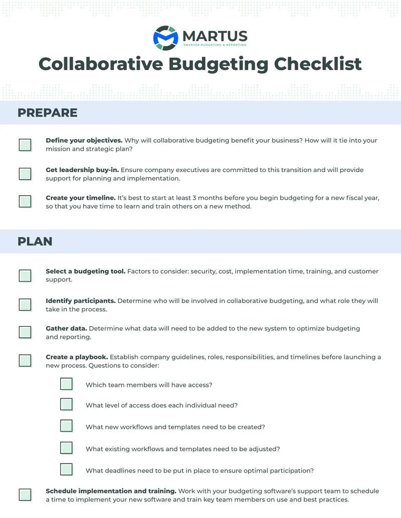 Collaborative Budgeting Implementation Checklist