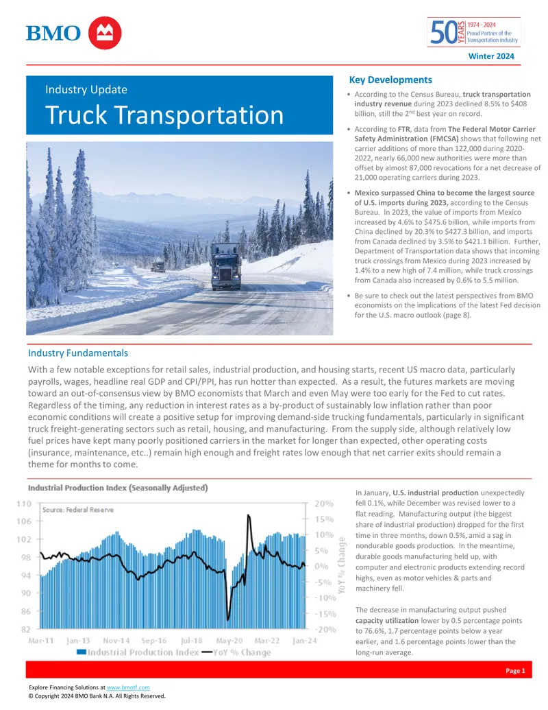 Winter 2024 Truck Transportation Industry Update