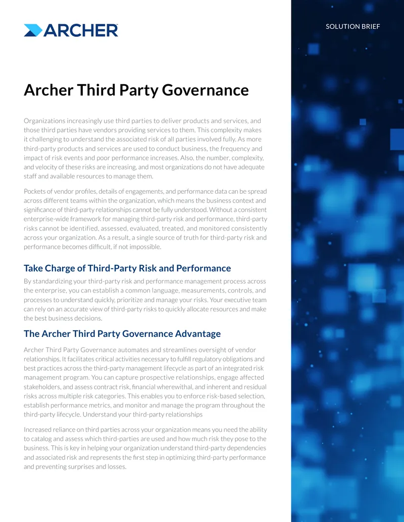 Archer Third Party Governance Solution Brief
