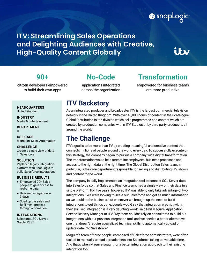 ITV Case Study on Sales Operations Integration