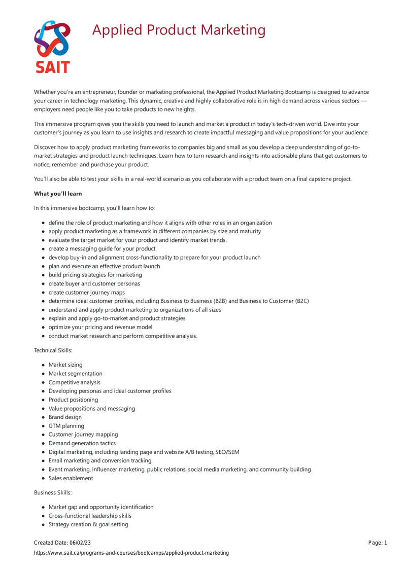 Applied Product Marketing Bootcamp Overview preview page 1