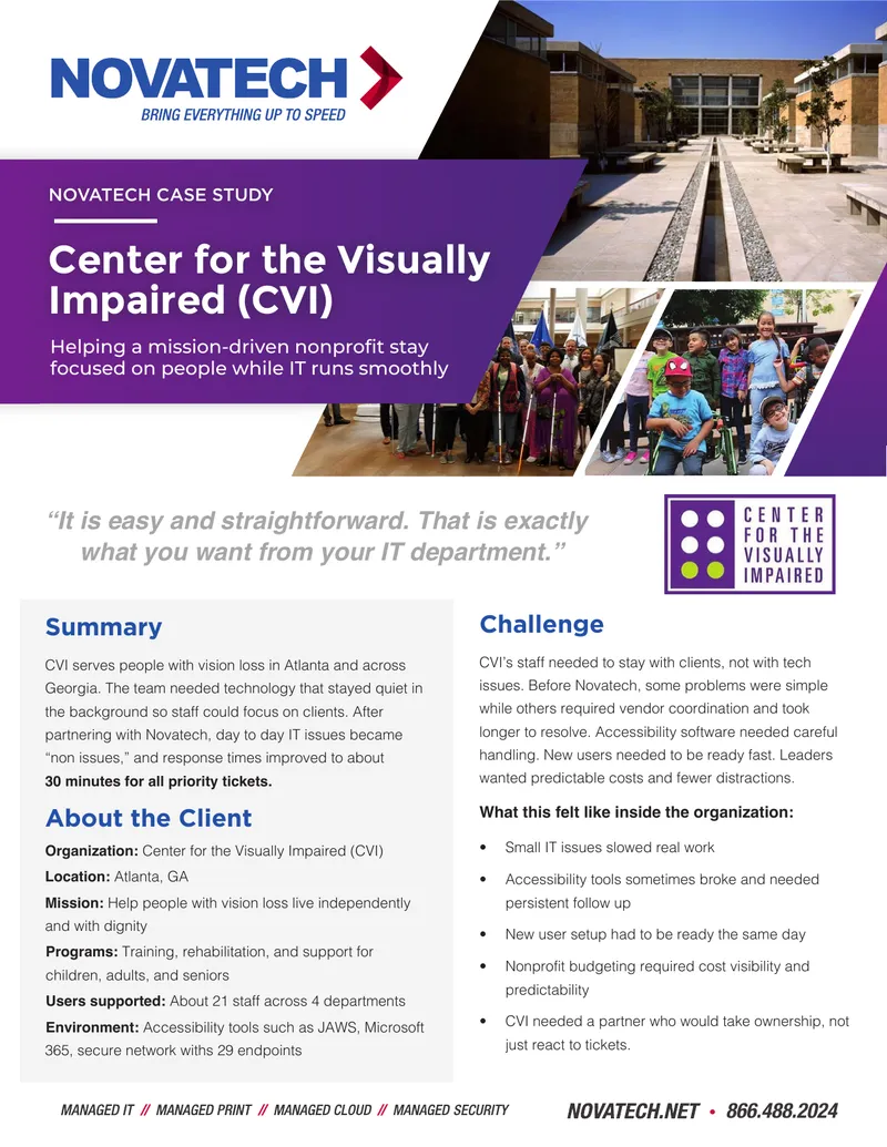 Managed IT Program for Center for the Visually Impaired