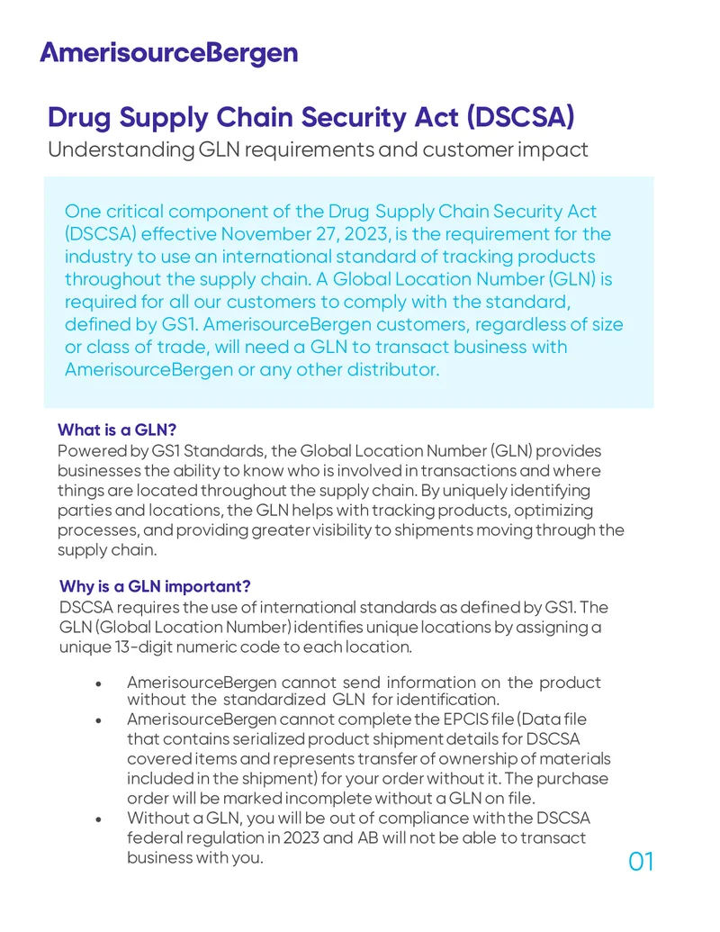 GLN Requirements and Compliance for Drug Supply Chain
