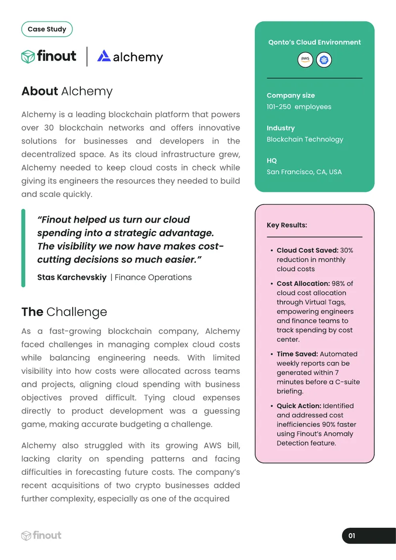 Cloud Cost Management Case Study for Alchemy